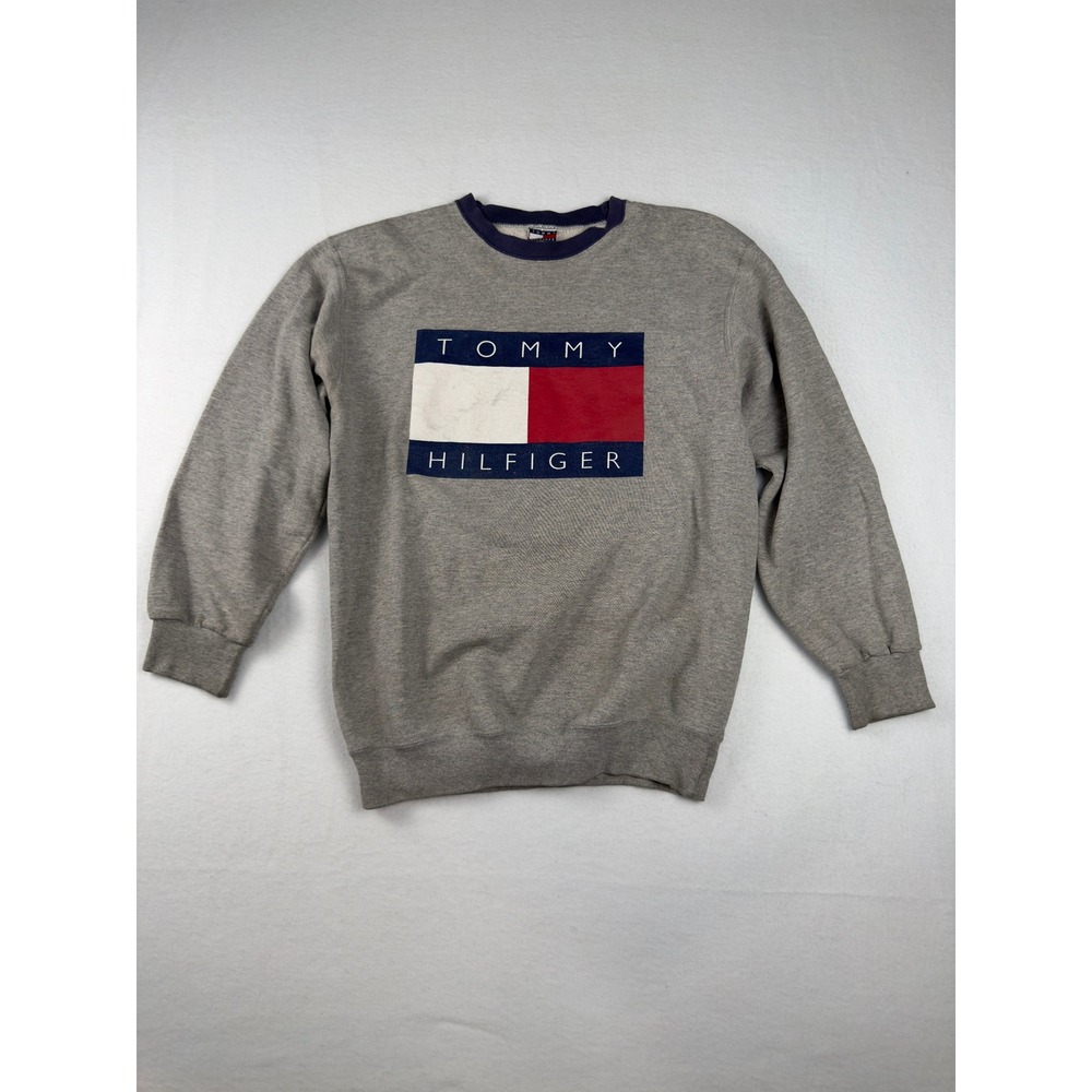 Vintage 90s Tommy Hilfiger Big Flag Logo Crewneck Sweatshirt Mens Large USA Made